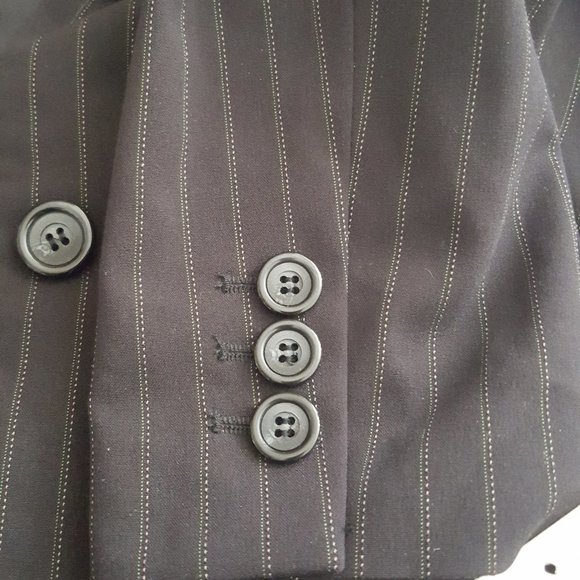 New STYLE & CO Strech Collection Womens Button Suit Jacket Black Striped - Picture 12 of 12